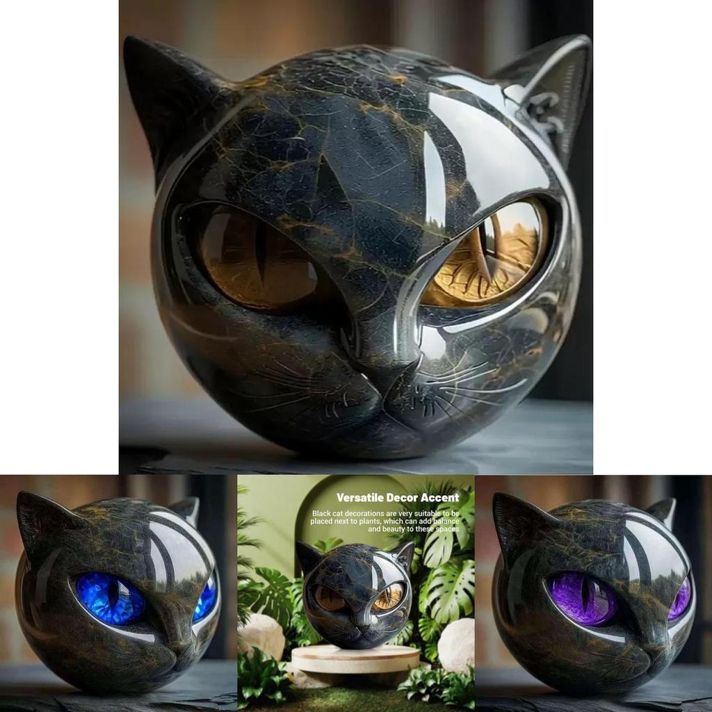 Creative Stone Patterned Cat Resin Ornaments For Party Decor And Giftgiving