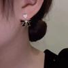 French Retro Romantic Zircon Heart Bow Pendant Dangle Earrings 2026 Fashion Jewelry Wedding Party Luxury Accessories For Women's