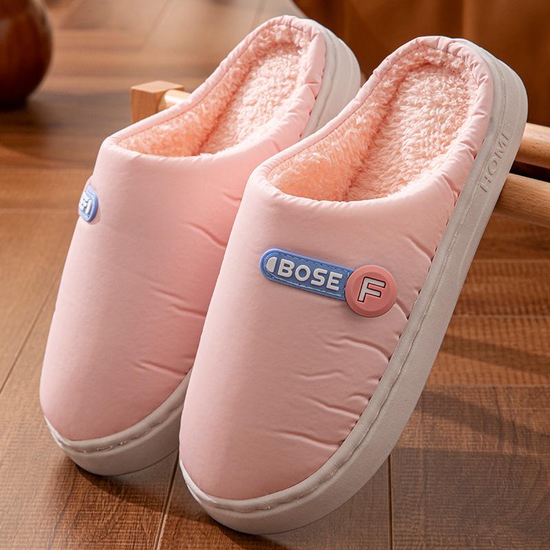 Thickened couple plush slippers autumn and winter cute cotton shoes couple home warm lightweight comfortable shoes