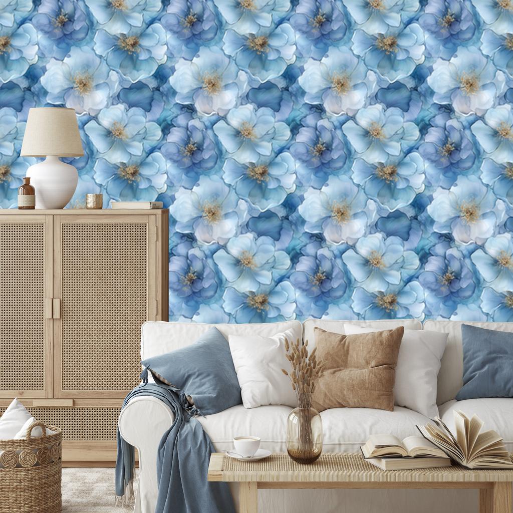 Ink Blue, Azure, Gray and Turquoise Wallpaper 50x1000