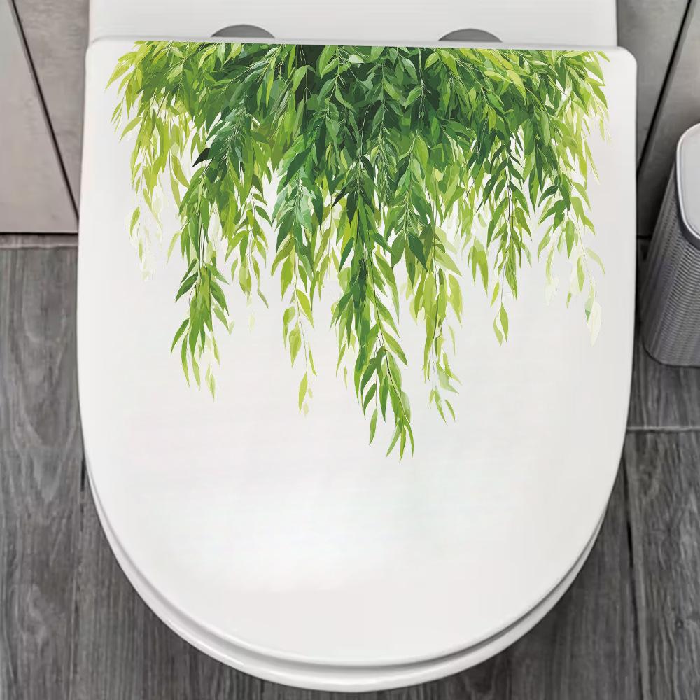 Fresh Hanging Green Plants Wall Sticker Waterproof Self Adhesive Removable Eco Friendly PVC Toilet Bathroom Decor Sticker