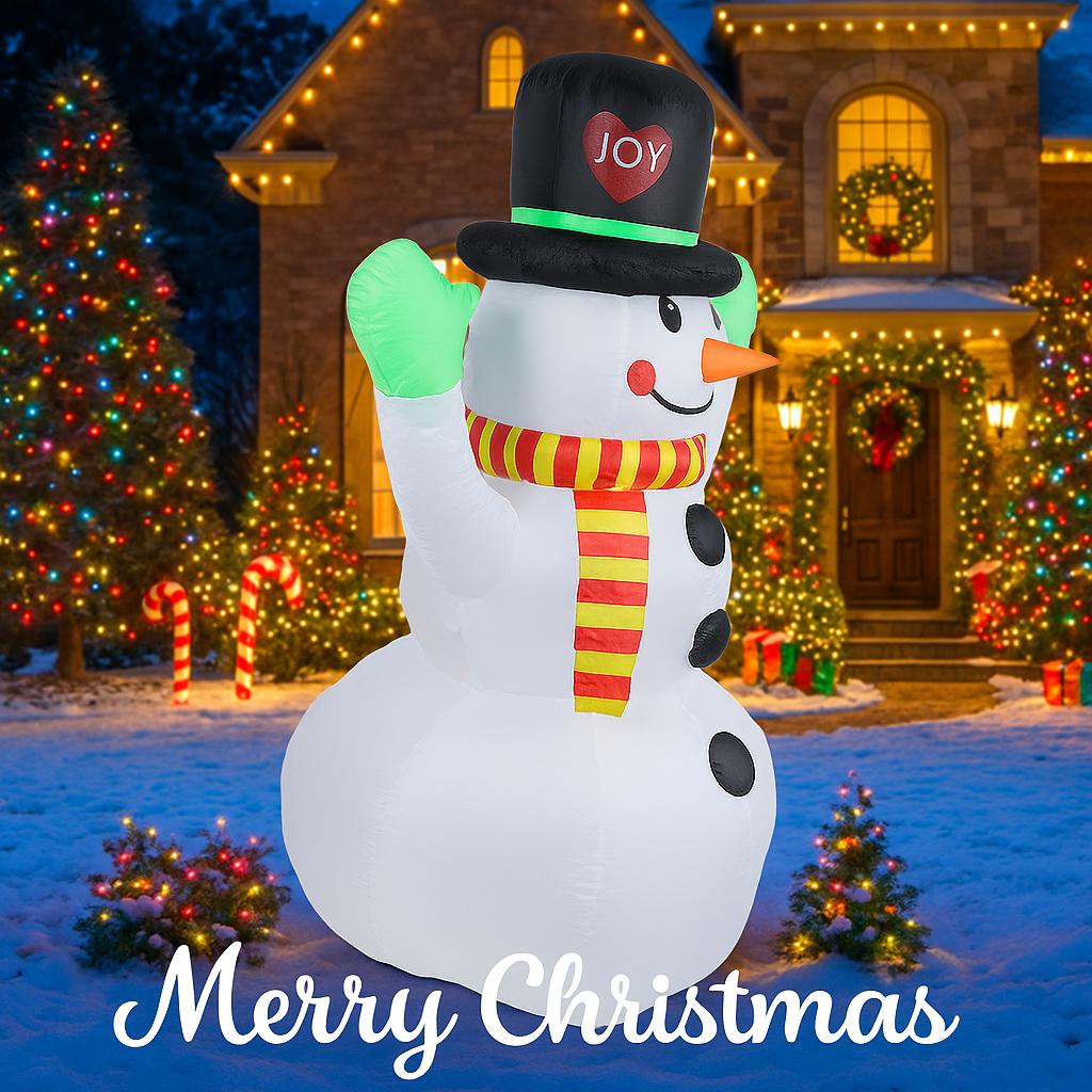 7.22FT Yard Party Decoration Inflatable Snowman Hat Scarf Toy LED Light Xmas Home Supplies Ornaments Christmas Holiday Gifts