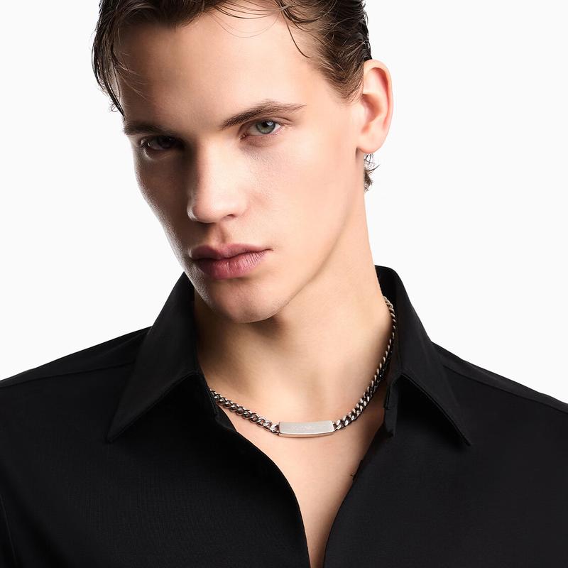 Emporio Armani Classic Cuban Chain Stainless Steel Necklace Men's EGS3303040