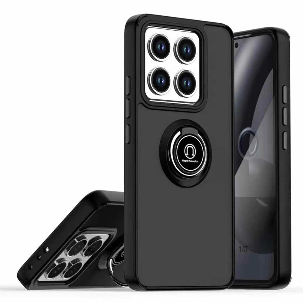 Armor Holder Funda for Xiaomi 14T Pro Case Translucent Frosted Ring Stand Protection Back Cover for Xiaomi 14T Shockproof Capa