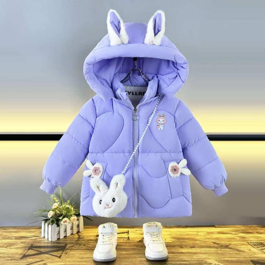 Girls' Cotton-padded Jacket, No-wash, Fleece and Thickened Cotton-padded Jacket, Cute and Warm Coat for Children