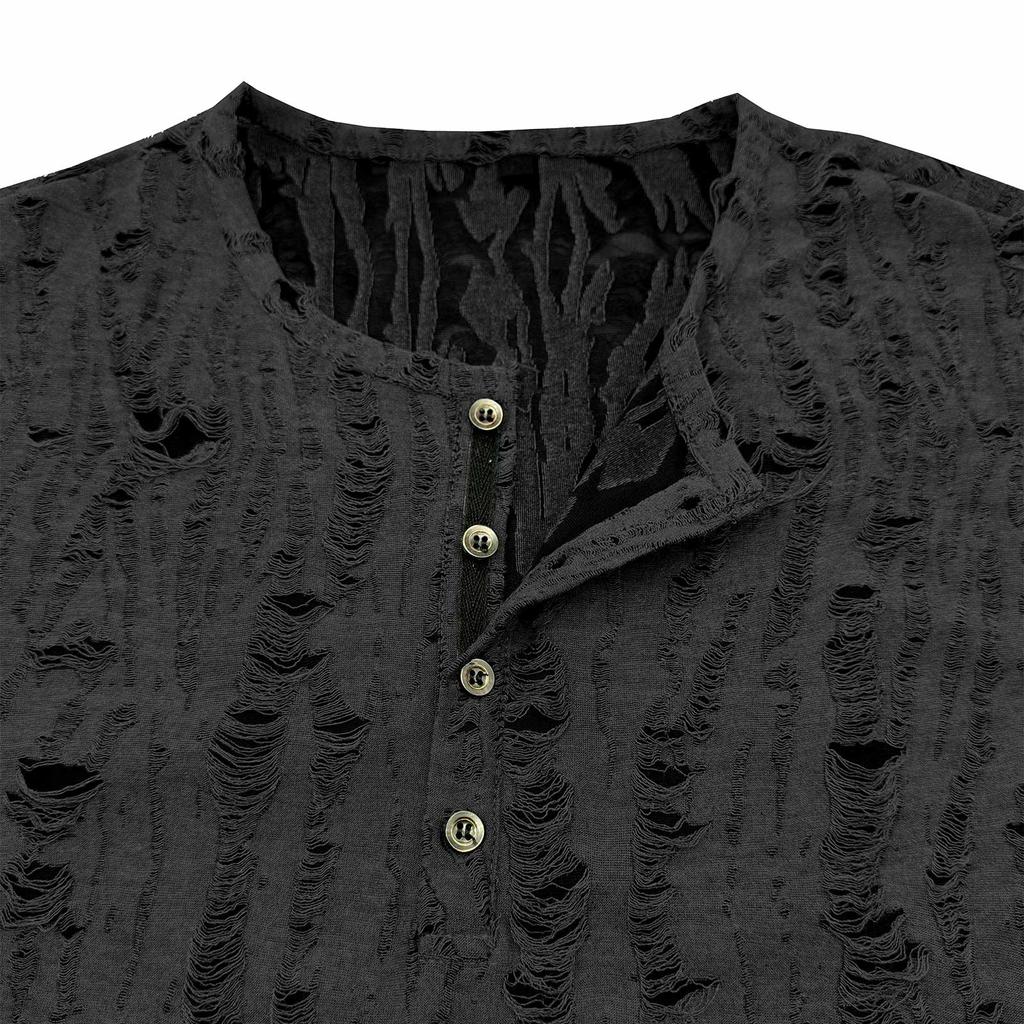 Men's Short Sleeved Shirt Men's 4-button T-shirt Casual Top
