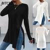 Women's Fashion Casual Solid Color Print Long Sleeve O-Neck Blouses & Shirts International Design