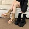 Thick-soled Roman cool boots summer new small toe high-top sandals heightening muffin short boots