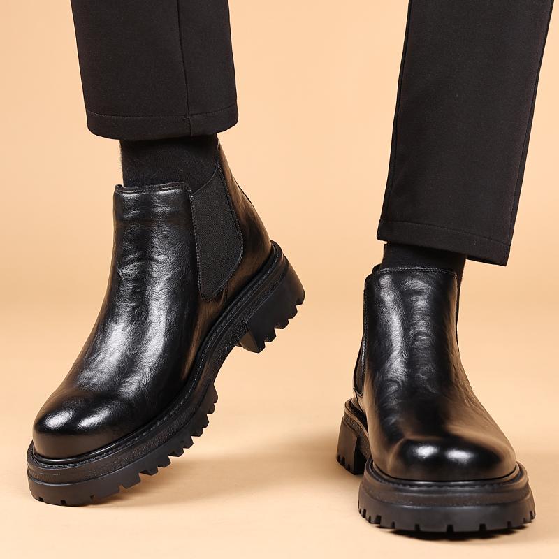 Fashion Casual men's boots Comfortable minimalist British style Work and Leisure Business Adult classic thick soled shoes Black New