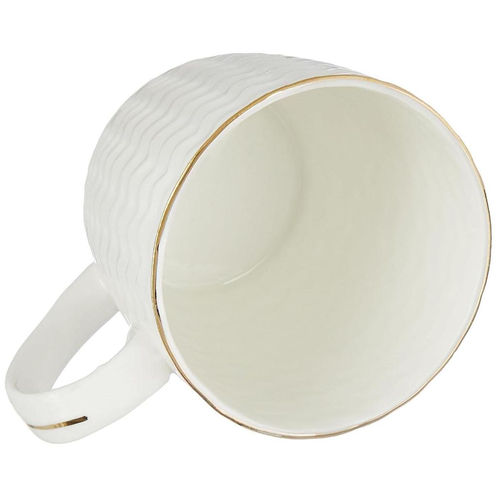 Handcrafted Bone China Tea/Coffee Cups/Mugs with Modern Design for Gifts and Home Decor - 240 ML Each- Set of 6