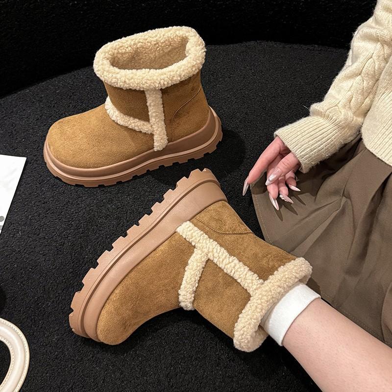 Winter New Snow Boots Velvet Short Boots Invisible Inner Height Increase Women's Shoes Retro Platform Short Boots