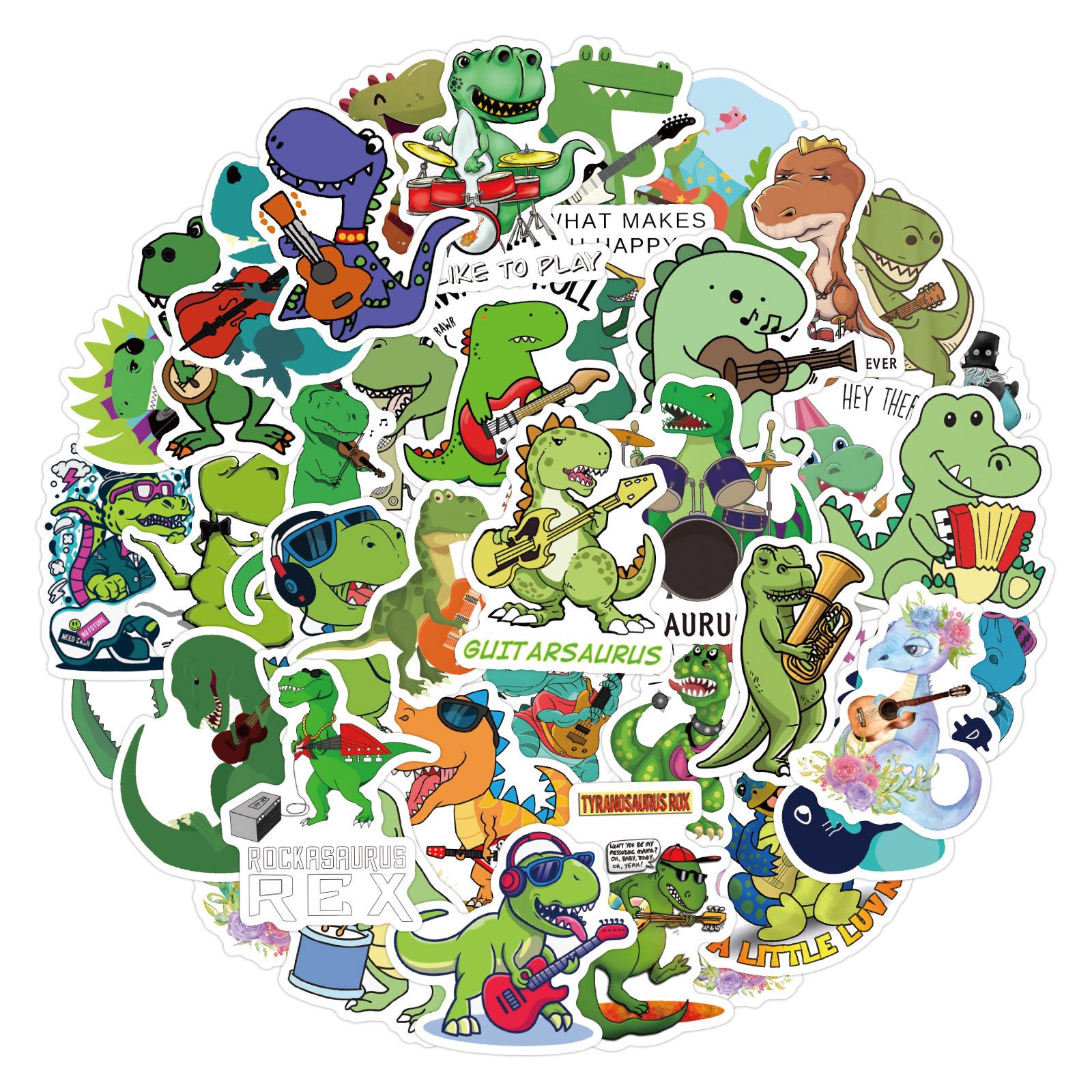 

50pcs Cartoon Dinosaur Graffiti Stickers for DIY Notebooks, Skateboards, Luggage - Waterproof
