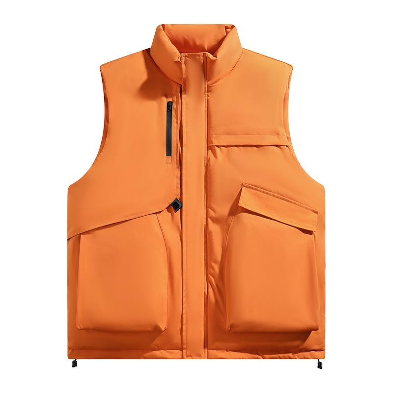 Autumn and winter vest men's 2025 new solid color trendy brand casual stand-up collar thermal vest vest vest jacket men's clothing