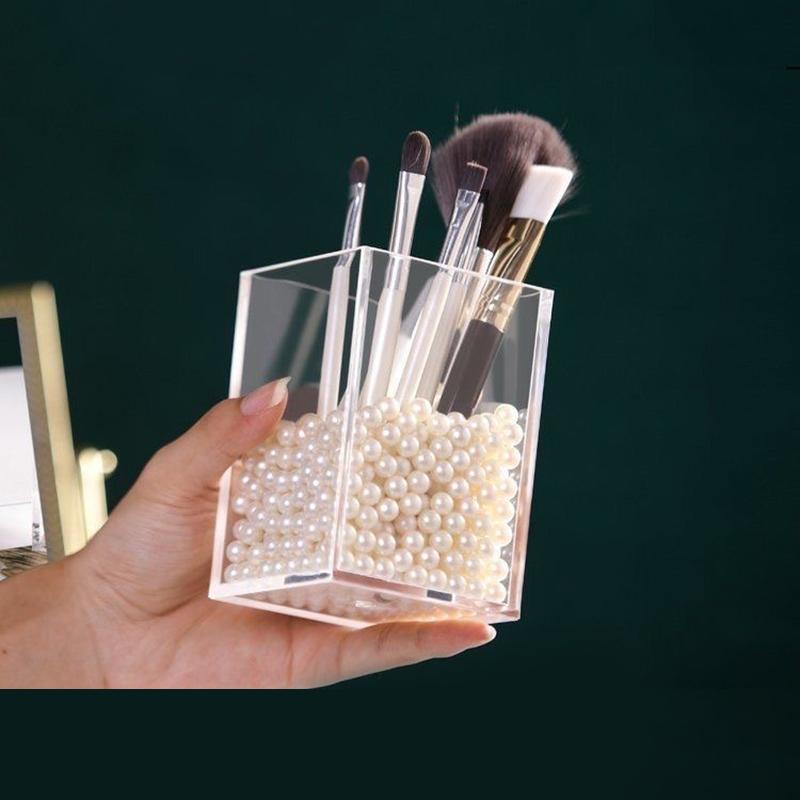 Contenitore per Pennelli da Trucco Acrilico Trasparente Secchiello per Pennelli da Dormitorio Pennello per Sopracciglia Rossetto Toeletta Scatola per Cosmetici da Tavolo