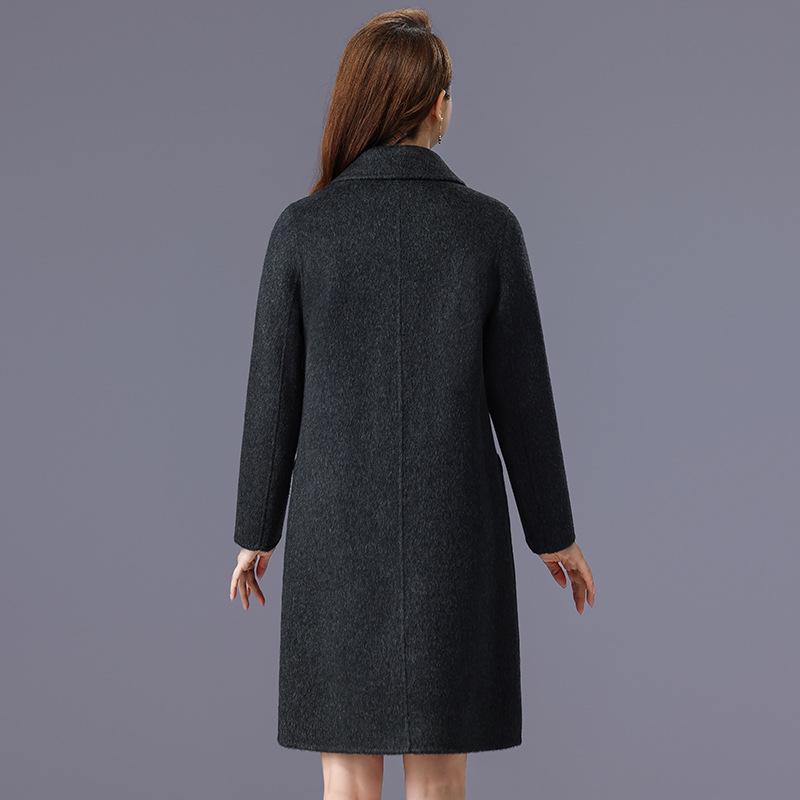Women's Double-Faced Wool Camel Hair Coat - Autumn/Winter Style, Middle-Aged Mother's Loose, Slimming, Elegant Overcoat