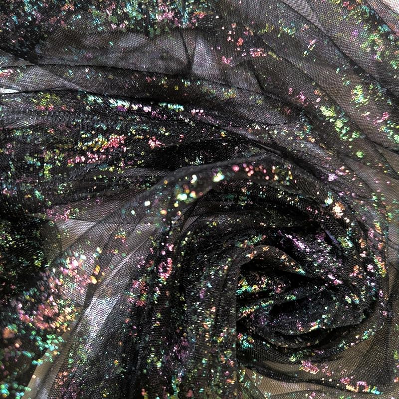 

[moonfarm] 2way lame tulle material Sparkling Width 150cm colorful race handicraft costume cloth (black, 1m)