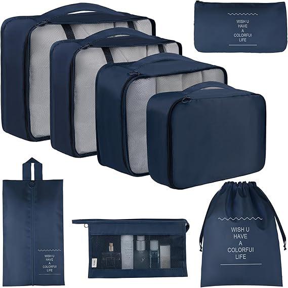 Seven-Piece Travel Storage Set: Wash Bag, Clothes, Underwear Organizer & Folding Sub-Pack