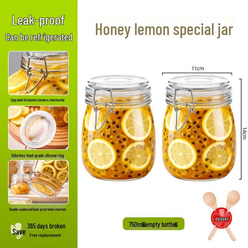 HANDUNYOU Glass Storage Jars with Spoons (2-Pack)