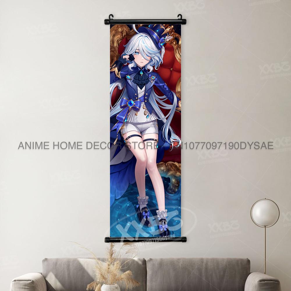 Game Genshin Impact Poster Sexy Anime Mona Home Decor Scroll Picture Sucrose Wall Art Decorative Hanging Painting Interior Mural
