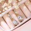 Luxurious Oval White Stone Drop Earrings for Women Temperament Gold Color Party Wedding Engagement Accessories Earrings Fashion Jewelry