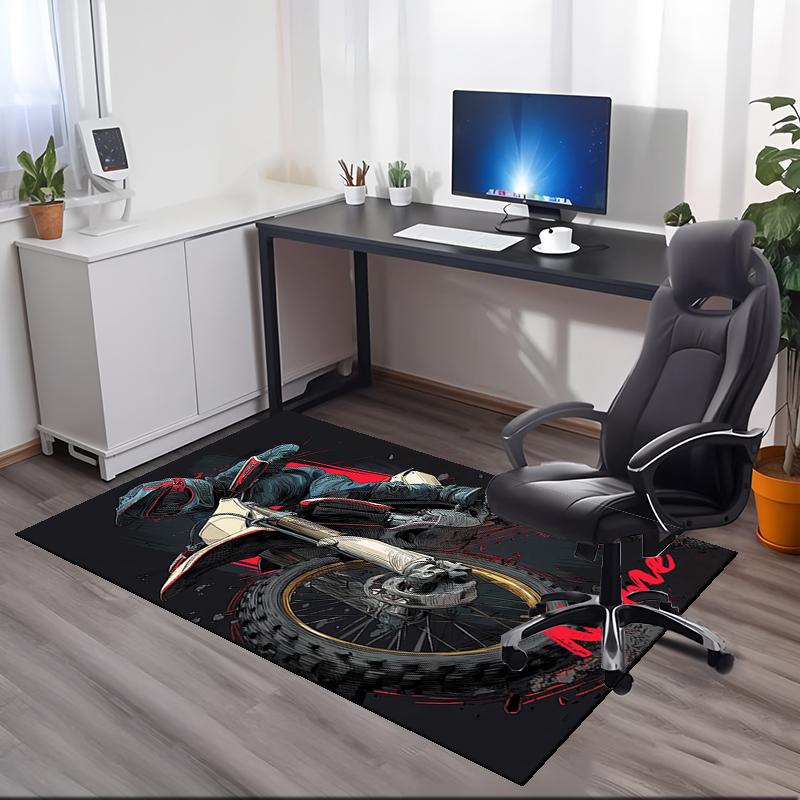 Tappeto Stampato Moto da Fuoristrada con Nome Personalizzato, per Sedia da Ufficio Soggiorno Camera da Letto Cucina Decorazioni Regali.