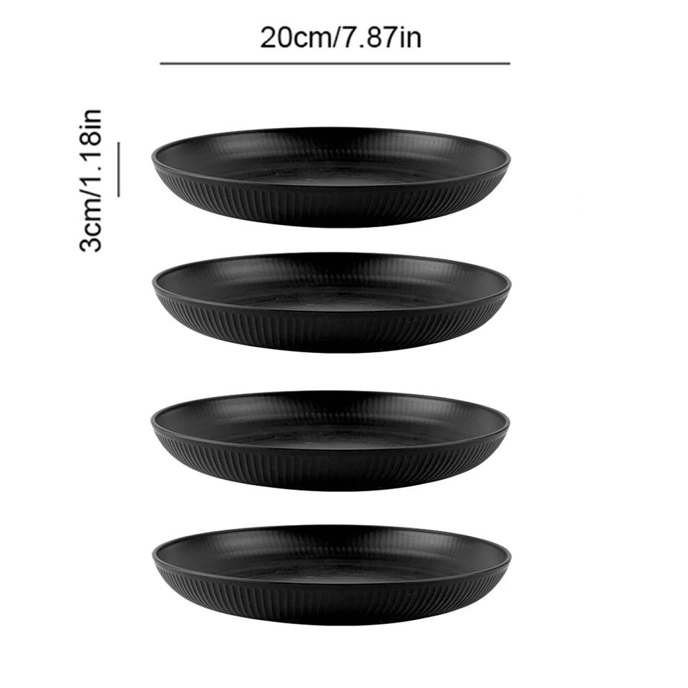 4Pcs 20cm Lightweight Unbreakable Wheat Straw Plates Deep Dinner Plate for Kids Toddler Adult Dishwasher Microwave Safe