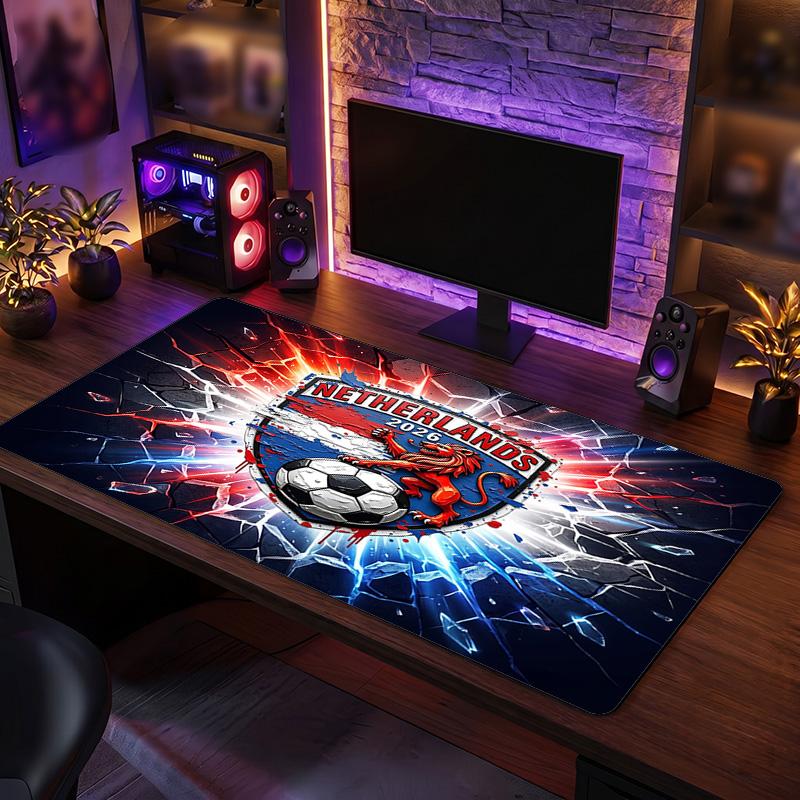 Netherlands Football Crest Mouse Pad, Extended Non Slip Rubber Desk Mat for Gaming Office Laptop Fan Gift