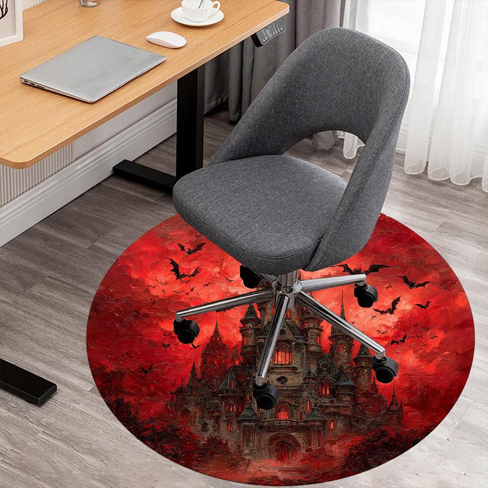 

1pc Castle Haunted Round Chair mat office Area Rug - Non-Slip, Floor Mat for Office, Bedroom, Ideal home decor gift c0112143 80cm