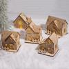 Christmas Led Light Wooden House Village Decorations Glowing Cabin Ornament Xmas House Desktop Ornament Holiday Home Decor
