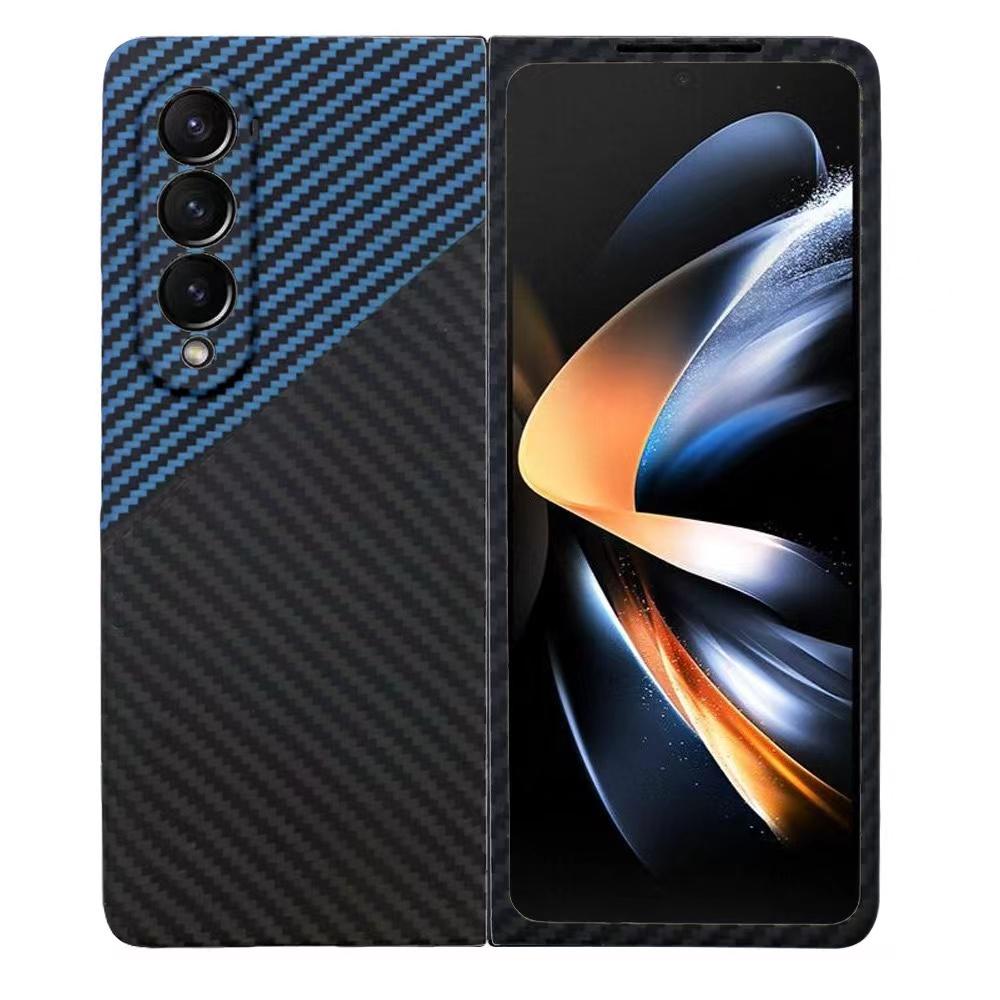 3K Twill Carbon Fiber Phone Case for Galaxy Z Fold 4 Camera Big Hole Crater Aramid Fiber  Flip 4 Phone Case