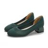 New hollow comfortable casual round head shallow mouth knitted foot thick heel high heel women's single shoes