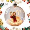 Langlebige WeihnachtsKugeln für Garten, Beleuchteter Sternzeichen-Weihnachtsschmuck, Leuchtende Zeichen-Kugel mit Warm-LED, Feiertags-Schmuck Schlafzimmer, 3D Klar-Acryl