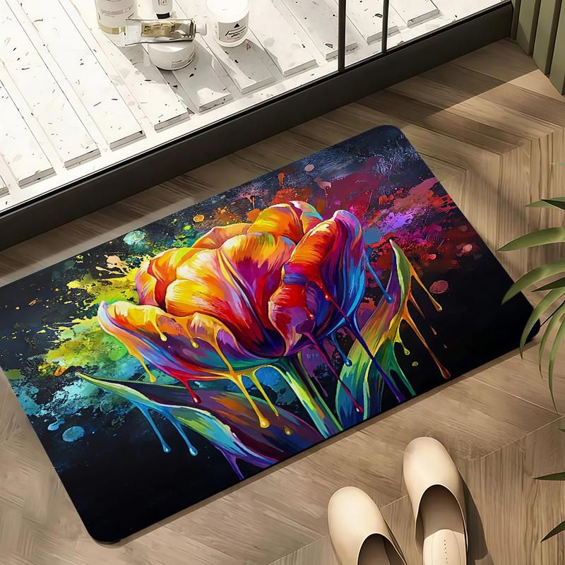 2025 New Colorful FlowersCarpet Rug for Living Room Bedroom Home Sofa Decoration,Kids play Non-slip Floor Mat