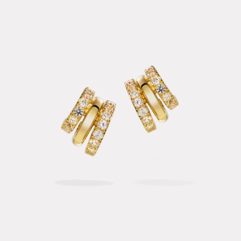 Chic High-End Micro Zirconia C-Shaped Tassel Earrings with S925 Silver Needle