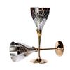 Engraved Copper Plated Brass Wine Goblet Champagne Flutes Coupes Glasses Set of Two - Ideal for Moscow Mule Too (Thick)