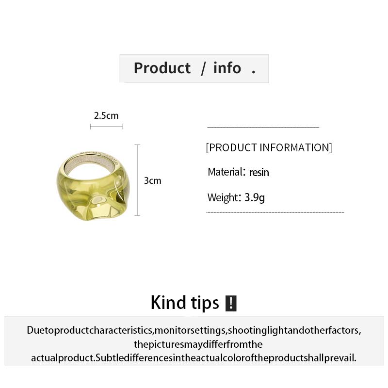 4Pcs/Set Korean Colorful Resin Oval Rings Set For Women Fashion Geometric Finger Rings Aesthetic Jewelry Accessories