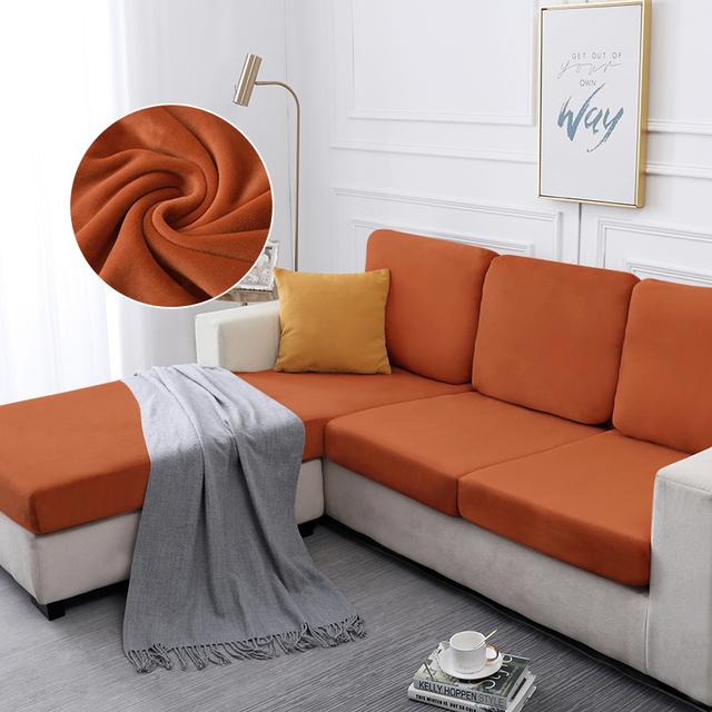 

Бархатный чехол для диванной подушки, утепленный эластичный чехол для гостиной, эластичный, моющийся, съемный чехол, однотонный плюшевый чехол для дивана 1R 50-70cm