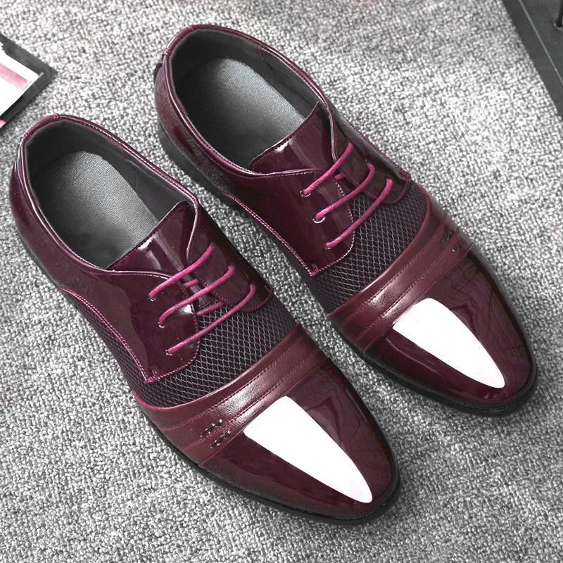 Fashion Fashion New British Men's Leather Shoes Classic Man Loafers Pointed Toe Formal Wedding Shoes Male Dress Shoes Lace Up Moccasins