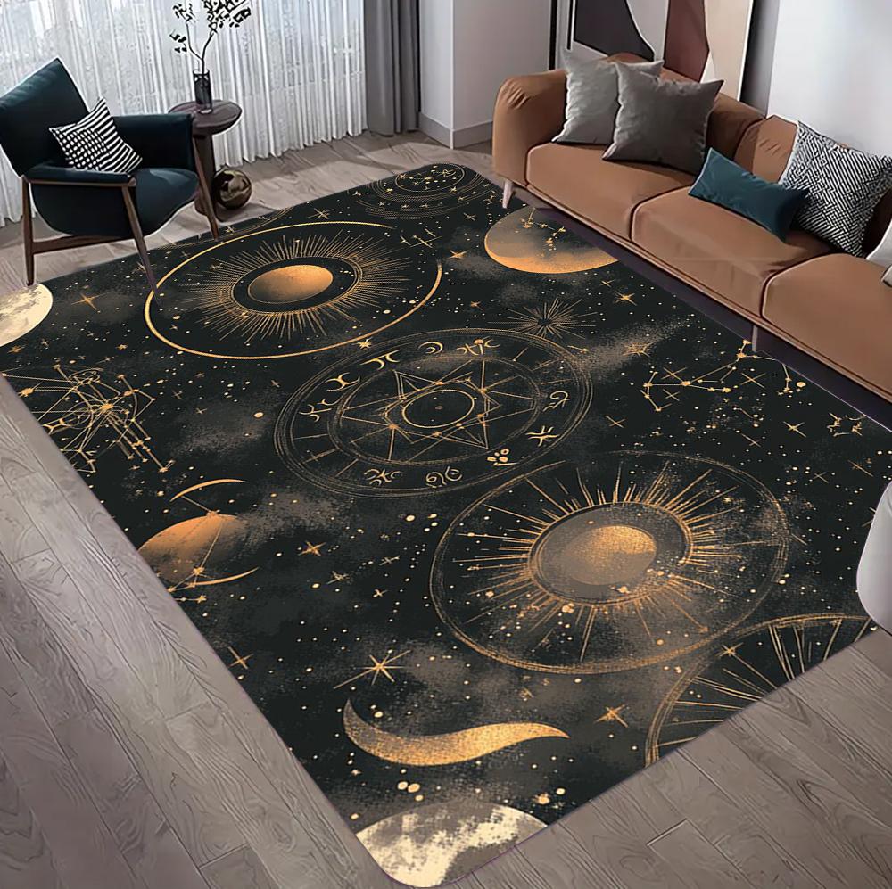 12 Constellation Carpet Starry Sky Galaxy Printed Carpet Sun Moon Pattern Entrance Door Mat Living Room Bedroom Decoration Rug