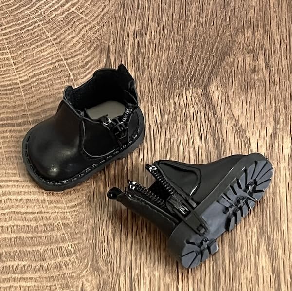 Lemonnui 20cm Plüschtier, Plüschkleidung, Stiefeletten mit Seiteneinsatz, Schuhe, Cosplay, Verkleiden, Klassisch, Baumwollpuppe, Schwarz