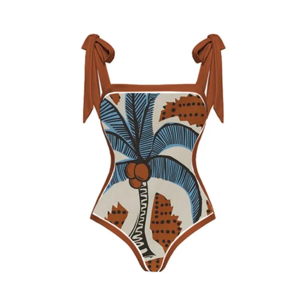 2024 European & American One-Shoulder Backless Maxi Bikini Dress with Sun Protection