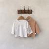 Korean Autumn Family T-Shirts: Simple Letter Long Sleeve Casual Tops for Men, Women, and Kids, with Round Neck Base Layer Design.