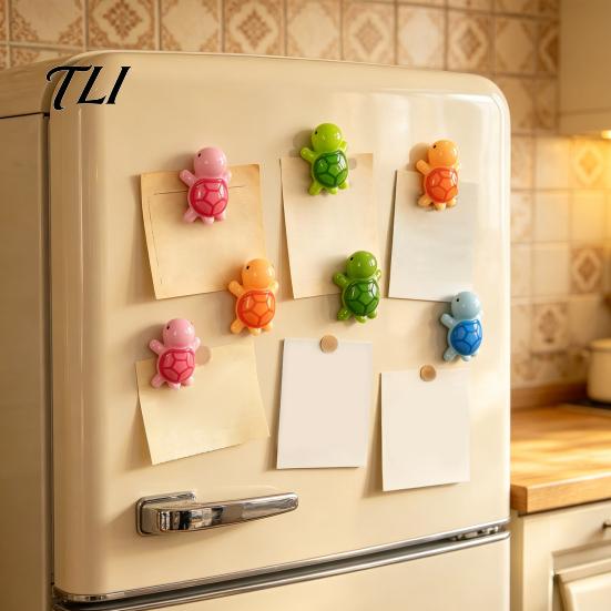 Magnetic Memo Holders 5Pcs Mini Resin Turtle Refrigerator Magnet, Colorful Tortoise Fridge Decorative Magnets Home Office Kitchen Locker Accessories