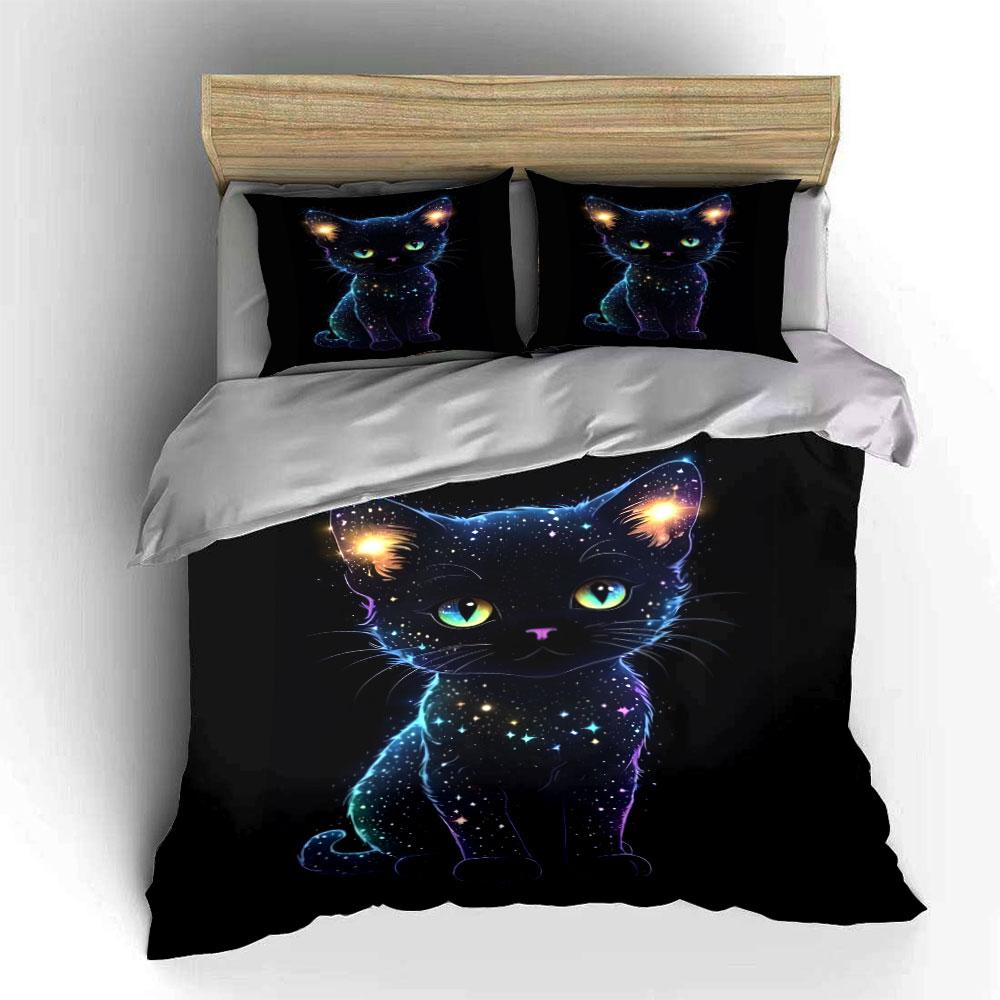 Galaxy Cat Design Bedding Set Bedding Duvet Cover Set Duvet Cover Pillowcases (1 * Duvet Cover 2 * Pillowcases, Without Duvet Insert)