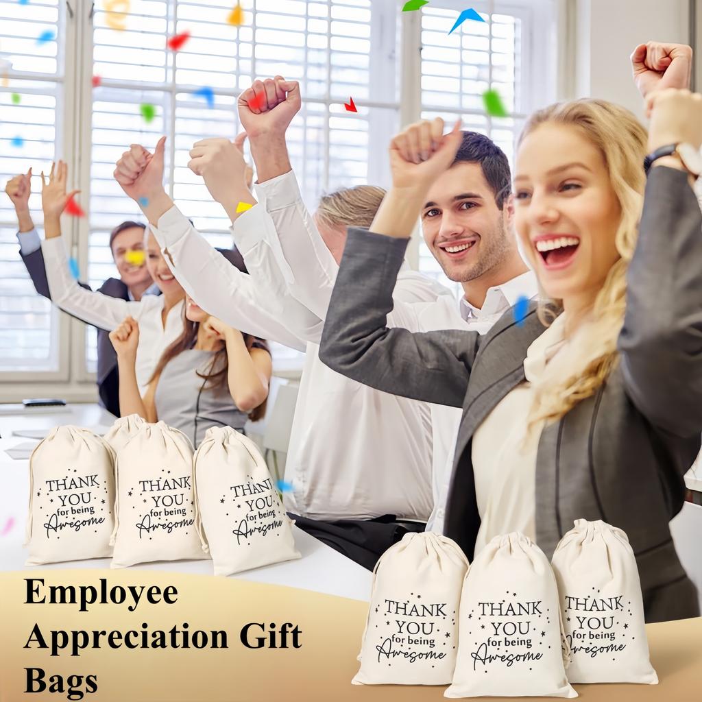 3/5pcs Inspirational Drawstring Gift Bags - Motivational Appreciation Pouches with Uplifting Quotes for Employee Recognition