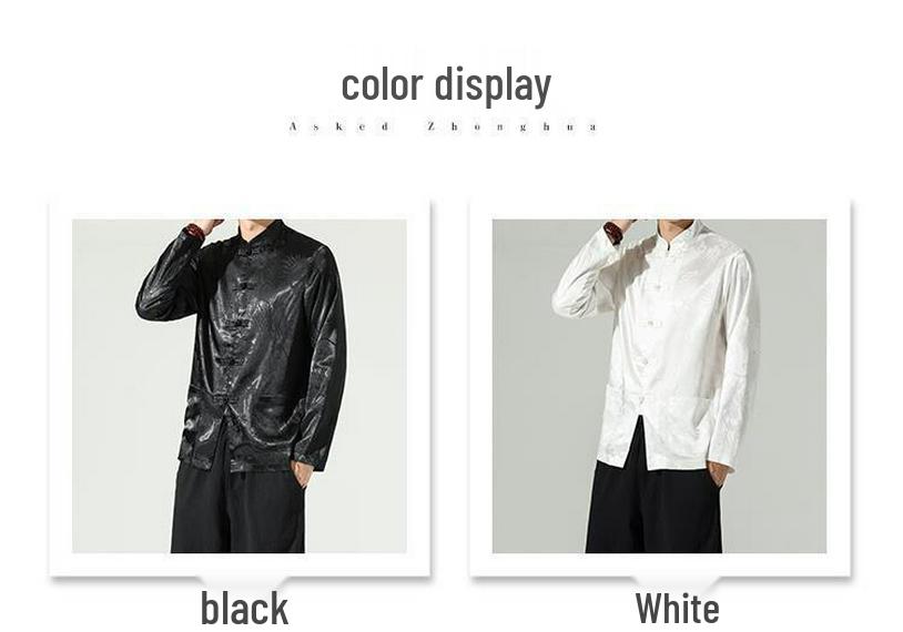Herren Große Seiden Tang Anzug Jacke - Lockerer Schnitt, Chinesischer Stil, Stehkragen.