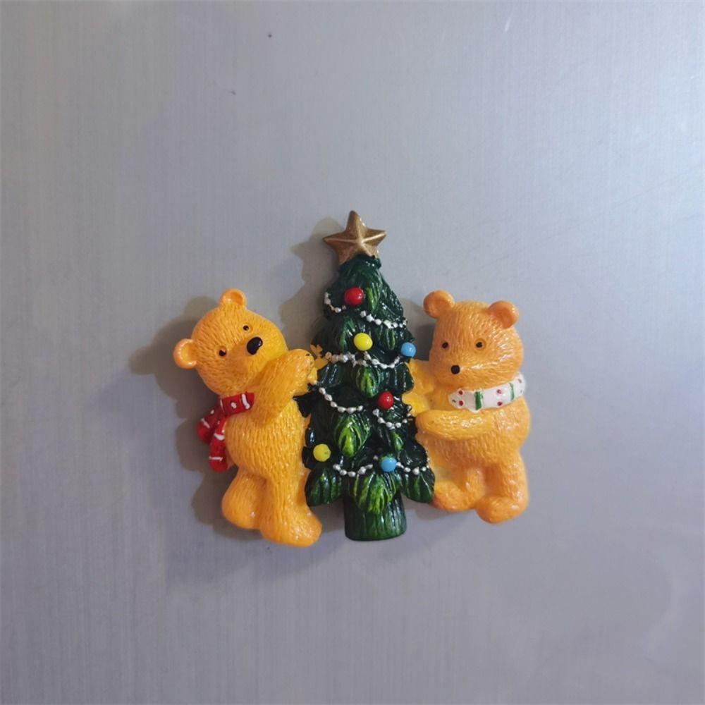 Christmas Theme Christmas Refrigerator Sticker Figurine Resin Santa Claus Christmas Tree Magnet Fridge Cute Cartoon