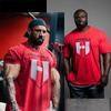 Herren Gym Sport Workout Baumwolle Grafikdruck Locker geschnittenes T-Shirt Streetwear Tee