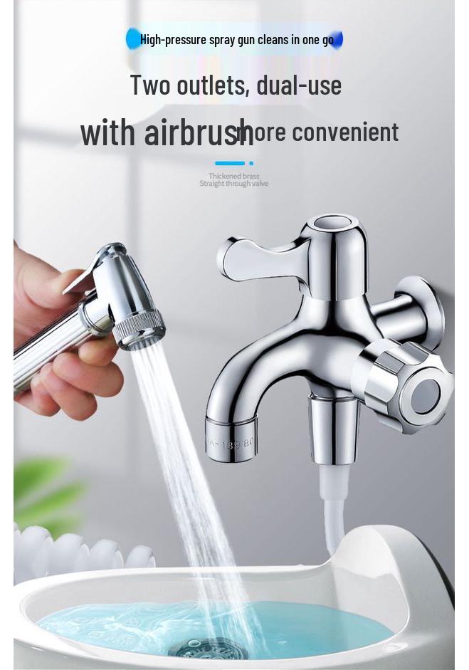 Dual-Outlet 3-Way Household Washing Machine Faucet