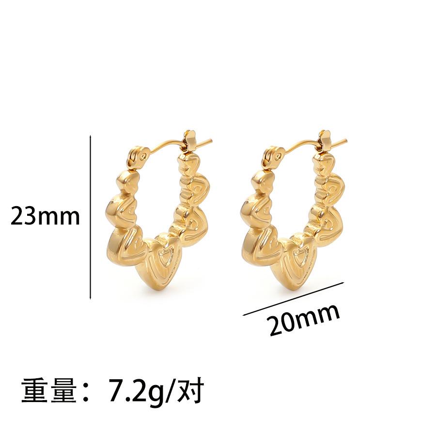 

Fashion stainless steel earrings K gold temperament versatile love element earrings do not fade Vacuum plating 18k